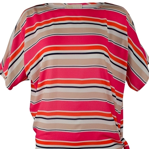 Like New MICHAEL KORS Women's Sporty Striped Side Tie top~Medium~ - Picture 15 of 16